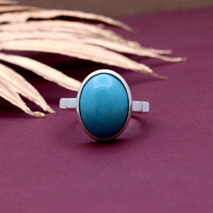 Natural <b>Turquoise</b> 925 Sterling Silver <b>Ring</b> Handmade Oval Cabochon Bezel Set Gemstone <b>Ring</b> for Women Wholesale Jewelry - Product Image 3