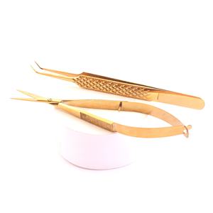 Pince à épiler professionnelle d'extension de cils de haute qualité avec ciseaux à ressort coupe cils équipement de beauté Logo privé - Product Image 1