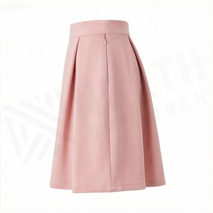 Jupe courte plissée en satin pour femme, coupe trapèze, couleur unie, taille normale, toutes saisons - Product Image 3