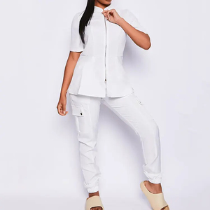 Ensemble d'uniformes d'infirmière en denim respirant et confortable avec fermeture éclair pour femmes, vêtements de travail médicaux pour hôpital - Product Image 1