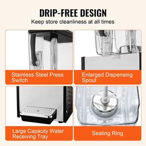 Dispenser per Bevande di Grado Commerciale 12L/12.7QT, 170W, in Acciaio Inox 304 per Uso Alimentare, Macchina per Tè Freddo - Product Image 5