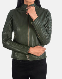 Genuine <b>Leather</b> Printed Vintage Women Motorcycle <b>Jacket</b> Full Sleeve Stand Collar Zipper Closure Autumn Wear Cheap Price Low MOQ - Product Image 1