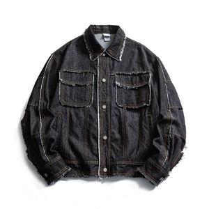 เสื้อแจ็คเก็ตยีนส์ผู้ชายแบบคาร์โก้ หลายกระเป๋า เสื้อแจ็คเก็ตยีนส์สำหรับงานกลางแจ้ง ทนทาน เสื้อโค้ทยีนส์ - Product Image 1
