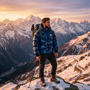 Veste matelassée à capuche bleue pour homme, manteau d'hiver chaud pour l'extérieur, veste légère matelassée ONE APEX - Product Image 6