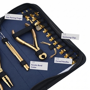 Kit de herramientas profesionales para extensiones de cabello: Alicates para microperlas, alicates para extensiones de queratina, cortador de queratina, clips de salón y alicates para extensiones de cinta. - Product Image 5