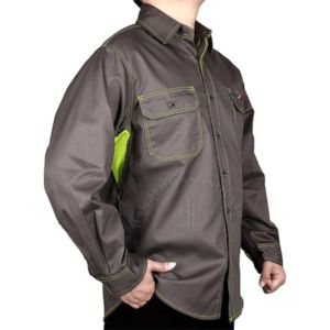 เสื้อเชิ้ตช่างเชื่อมผ้าฝ้ายทนไฟสำหรับงานก่อสร้าง  รับสกรีนโลโก้ - Product Image 2