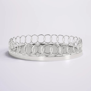 Round Metal Storage <b>Tray</b> With Polished Finish Minimalist Design For Table Top Organization - Product Image 3