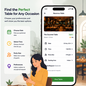 Aplicación Móvil Inteligente para Reservas de Restaurantes, Reserva de Mesas para Clientes, Gestión de Lista de Espera, Disponibilidad en Tiempo Real, Android iOS - Product Image 2