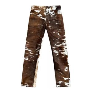 Pantalones Cortos de Cuero Auténtico de Pelo de Vaca, Estilo Cargo, con Piel de Animal Marrón con Manchas, Estilo Western - Product Image 6