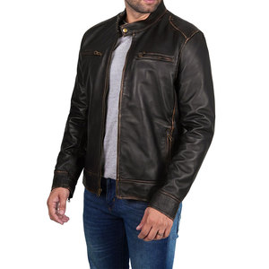 Impresso International Fashion <b>Men's</b> Black Custom Windproof Breathable Eco-Friendly <b>Leather</b> <b>Jacket</b> Horn Button Closure for - Product Image 3