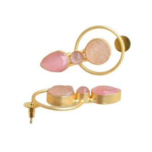 Premium Stud <b>Earrings</b> Accented With Precious Gemstone Studs Gold Tone Coating And Handcrafted Quality Made Jewelry - Product Image 5