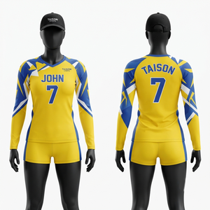 240g Polyester Interlock Blue <b>Volleyball</b> Uniform White Side Panels Custom Heat-Transfer Logo <b>Set</b> Plus Size Anti-Bacterial - Product Image 3