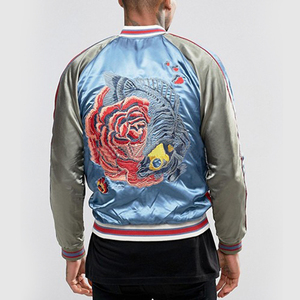 Veste Bomber en Satin Personnalisée pour Hommes, Style Universitaire, Broderie Vierge, Vente en Gros - Product Image 2