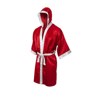 Robe de boxe longue de haute qualité avec capuche, en coton et satin, pour l'entraînement et le MMA, type mannequin - Product Image 2