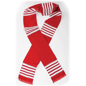Écharpe d'hiver personnalisée avec logo de sororité, en jacquard rouge et blanc, à franges longues, en acrylique, à rayures multiples - Product Image 1