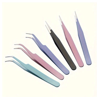 Ensemble de 2 pinces à épiler de précision en acier inoxydable personnalisées, à tête droite et courbée, pour le décapage de peinture, la beauté et l'artisanat