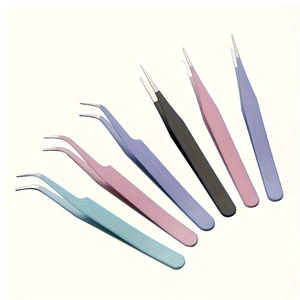 Ensemble de 2 pinces à épiler de précision en acier inoxydable personnalisées, à tête droite et courbée, pour le décapage de peinture, la beauté et l'artisanat - Product Image 1