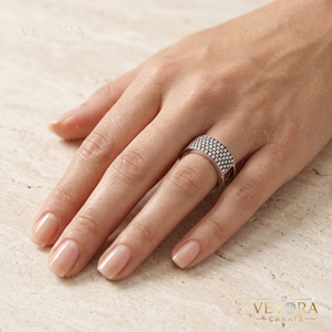 Anillo Oura con Pavé de Moissanita de Varias Hileras, Fabricado en Plata de Ley 925 Sólida, Joyería de Lujo Brillante para un Toque Refinado Diario - Product Image 1