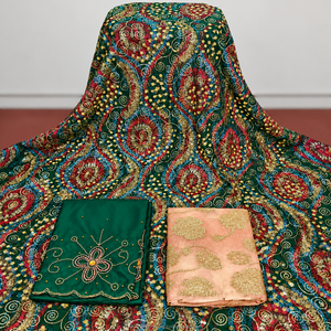Tissu de robe de luxe en jacquard uni Fransawi Dirac avec détails perlés élégants pour la mode nuptiale somalienne des filles, idéal pour les occasions traditionnelles - Product Image 5