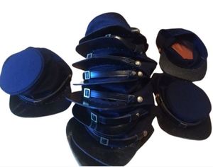 Gorra de Forja Azul Sólida Ajustable para Adulto, Estilo Uniforme de Fiesta, con Visera Negra y Detalle de Hebilla, Corona Redonda, Reproducción Americana - Product Image 3