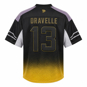 Men's V-Neck Short Sleeve Football Jersey Mesh 100% Polyester Gradient Black Gold Number 13 Sublimated Print <b>Athletic</b> Fit - Product Image 2