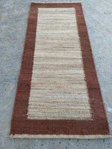 Alfombra de Cáñamo Tejida a Mano de Lujo, Ecológica, con Borde Terracota |   Alfombra Moderna Premium para Pasillo, Lavable, Tamaño Personalizado - Product Image 5