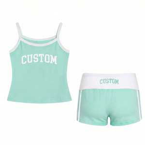 Women's Mint Green Custom Print 2 Piece Sports <b>Set</b> Tank Top Shorts Breathable Spring Summer Workout Outfit - Product Image 1