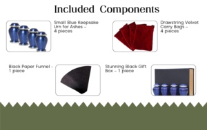 Petites urnes commémoratives bleues en marbre, lot de 4, pour cendres funéraires humaines, urnes de crémation et objets commémoratifs - Product Image 6