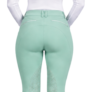 Leggings d'équitation vert menthe pour femme, taille haute, extensibles, avec grip en silicone et assise intégrale, pour l'entraînement - Product Image 4