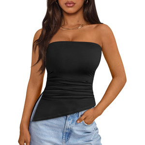 Tops cortos de verano 2026 para mujer, sin tirantes, tipo tubo, bandeau, básicos, sin espalda, sin mangas, diseño lindo, de punto, ropa de fiesta, estilo reina - Product Image 6