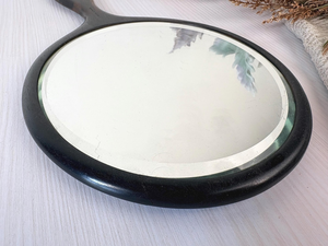 Handmade <b>Black</b> Wooden Handheld Vanity <b>Mirror</b> <b>Round</b> Makeup <b>Mirror</b> Natural Wood Handle Decorative Dressing <b>Mirror</b> Vintage Beauty G - Product Image 3