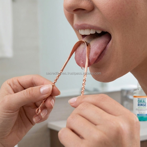 Limpiador de Lengua de Cobre Puro, Raspador con Mango Espiral Ondulado, Herramienta Ayurvédica para la Higiene Bucal, Eliminador de Mal Aliento - Product Image 2
