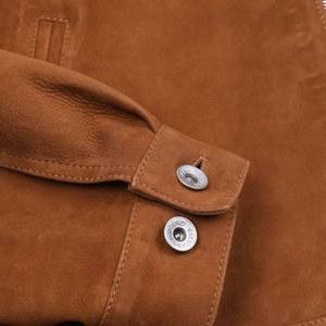 Brown <b>Suede</b> Trucker <b>Jacket</b> Full Sleeve Turn-down Collar Zipper Closure Autumn Regular Fit Solid Color Men's Women's <b>Jacket</b> - Product Image 5