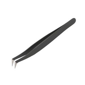Pince à épiler pour cils en acier inoxydable ultra-précise anti-magnétique avec embout en fibre, antidérapante, pour extensions de cils Mega Volume, Kaamir - Product Image 2
