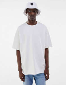 Camiseta Blanca Oversize para Hombre, Mezcla de Algodón, Cuello Redondo, Estilo Casual Urbano, Corte Holgado, Marca Privada Personalizada - Product Image 1