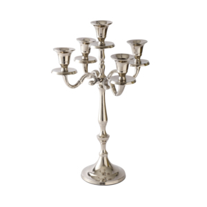 Grand chandelier en métal de luxe à 5 bras, support décoratif pour bougies, centre de table pour réception de mariage, table à manger, Noël - Product Image 6