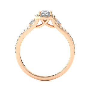 Bague Halo en Or Massif 14K avec Diamant de Laboratoire Taille Coussin de 0,96 Carat Certifié IGI, Bijou de Fiançailles Unisexe Ethnique Pavé - Product Image 5