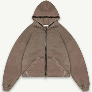 Sudadera con Capucha Extra Grande para Hombre, Cierre Frontal con Cremallera, Color Sólido, Forro Polar Transpirable, 100% Algodón, Ropa Casual de Invierno - Product Image 1