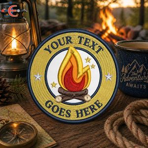 Écusson personnalisé pour feu de camp, thermocollant, badge de mérite nature, camping et randonnée, appliqué brodé à coudre pour vêtements et gilets - Product Image 5