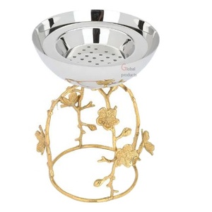 Highest Quality <b>Silver</b> Finished With Golden Flower Stand Mubkhar <b>Burner</b> - Product Image 1