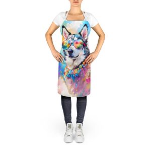 Husky sibérien Hippie Dawg unisexe adulte tablier multicolore grande cuisine cuisine cuisson artisanat jardinage serveur pour hommes femmes - Product Image 2