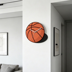 12 Inch Basketball Theme MDF Laser Cut Precision Carved <b>Silent</b> Quartz Analog Wall <b>Clock</b> Court Style Sports Fan Wall Art Décor - Product Image 3