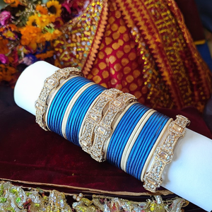 Sparkling Crystal Stone Fancy Wedding & Festive Wear <b>Set</b> 2.4\" <b>Bangles</b> Fashion Bracelets 10575632NBL - Product Image 3