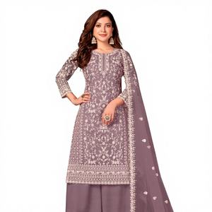 Embroidered <b>Net</b> Semi-Stitched Modern Plazzo Suit for Women-Party & Wedding Occasions - Product Image 3