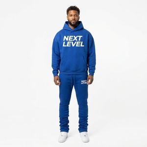 Survêtement polaire unisexe surdimensionné 2 pièces personnalisé pour homme, à capuche, style streetwear, respirant, grande taille, hiver, imprimé - Product Image 1