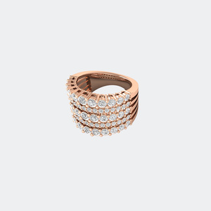3.10CTW Multi <b>Row</b> Statement Ring Round Cut Synthetic Diamond Gold Plated Women's Fashion Jewelry for <b>Gift</b> - Product Image 3