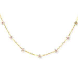 Mini collier ras du cou fleur en or massif 14 carats, collier fleur délicat avec diamants de laboratoire, bijou floral, cadeau pour elle - Product Image 2