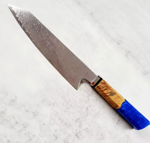 Couteau de chef LEGACY BLADES en acier Damas forgé à la main, 8-9,9 pouces, ambidextre, style moderne, manche en résine bleue, logo personnalisé OEM - Product Image 4