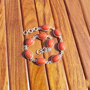 สร้อยข้อมือปะการังอัญมณีชุบเงินทำด้วยมือเครื่องประดับบูติกขายส่ง - Product Image 3