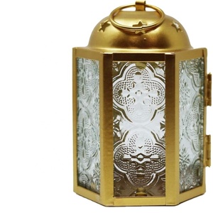 Customizable <b>Mini</b> Moroccan Style Metal and Glass <b>Lantern</b> Light Holder for Indoor and Outdoor Home Decor - Product Image 1